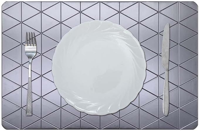 Glamour Embossed Vintage Aluminium Placemat Silver 43.5x28.5Cm Ea_Ea_30031
