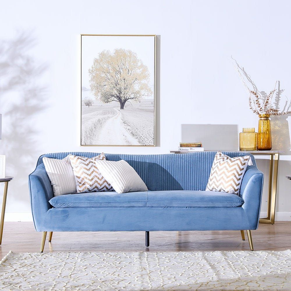 3 Seater Agnes Fabric Sofa_Sky Blue or White