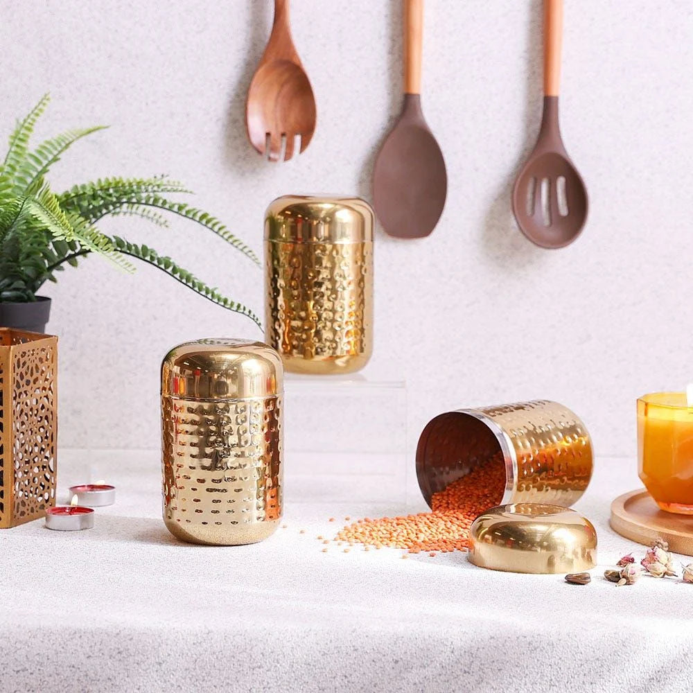 SS22 CELINA 3PC HAMMERED CANNISTER SET