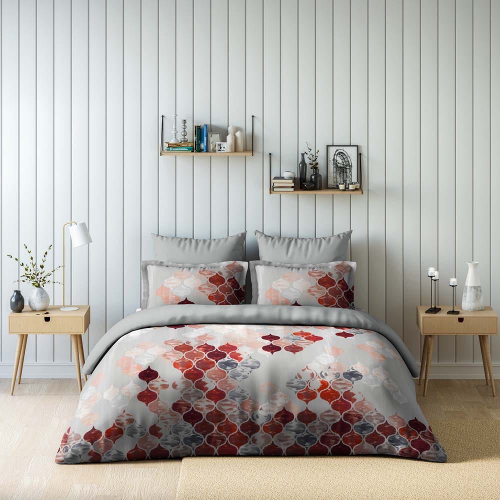 DAZZELING DUSK Digital Printe4 Pcsd Set(1 Comforter_240x260 CM Plus 1 Fitted_180x200Plus30CMPlus 2 HorW Pillow_50x75CM) GREY DD_008