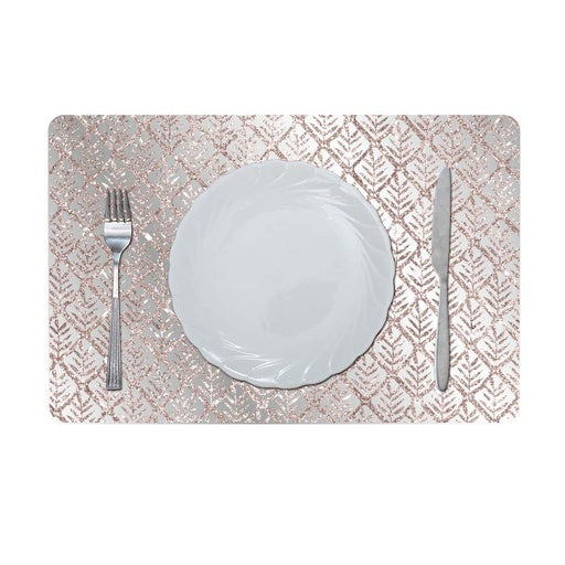 Glamour Glitter Metallic Mirror Look Printed Placemat Rose Gold 43.5x28.5Cm Aec_29611C