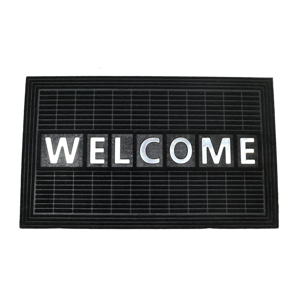 Atlas Welcome Steel Integrated Door Mat Black 45 X 75 Cm