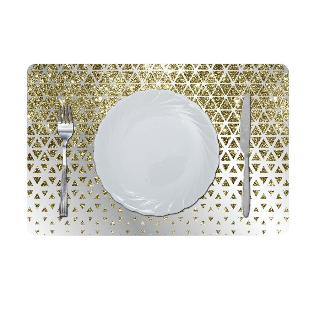 Glamour Glitter Metallic Mirror Look Printed Placemat Copper 43.5x28.5Cm Aec_29611B
