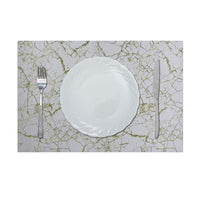 Glamour Pu Leather Placemat_ With Polyester Backing_ WhiteorGold 43x30Cm Aas_P_30017A