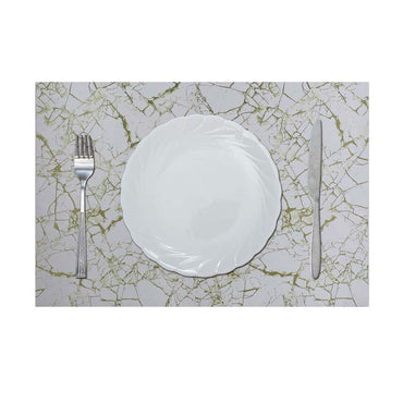 Glamour Pu Leather Placemat_ With Polyester Backing_ WhiteorGold 43x30Cm Aas_P_30017A